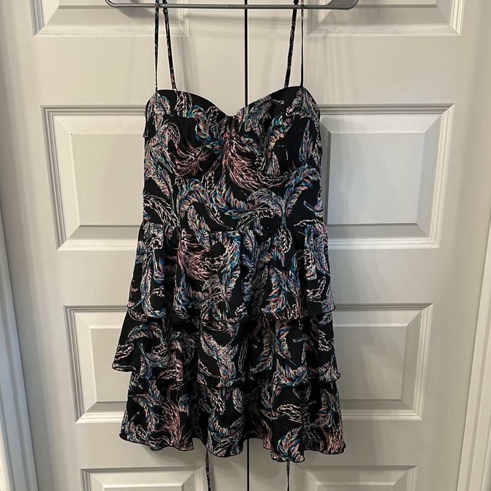 Elegant Black and Pink Feather Women's Dress